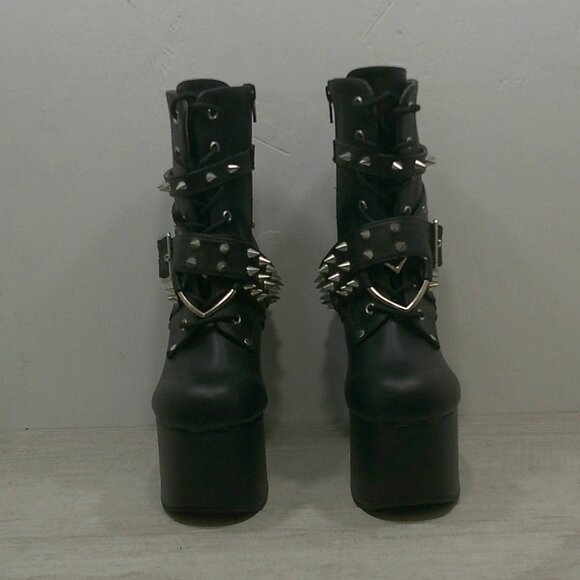 Demonia Torment-700 Black Platform Studded Goth Punk Grunge Ankle Boots Size 7 - Picture 3 of 13